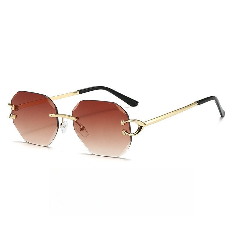 Lunettes de soleil vintage sans monture à bords taillés - Modèle statement polygonal sans cadre (MAC266)