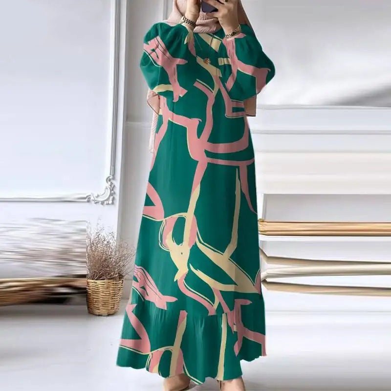 Abaya Plissée avec Ourlet Volanté (MA112)