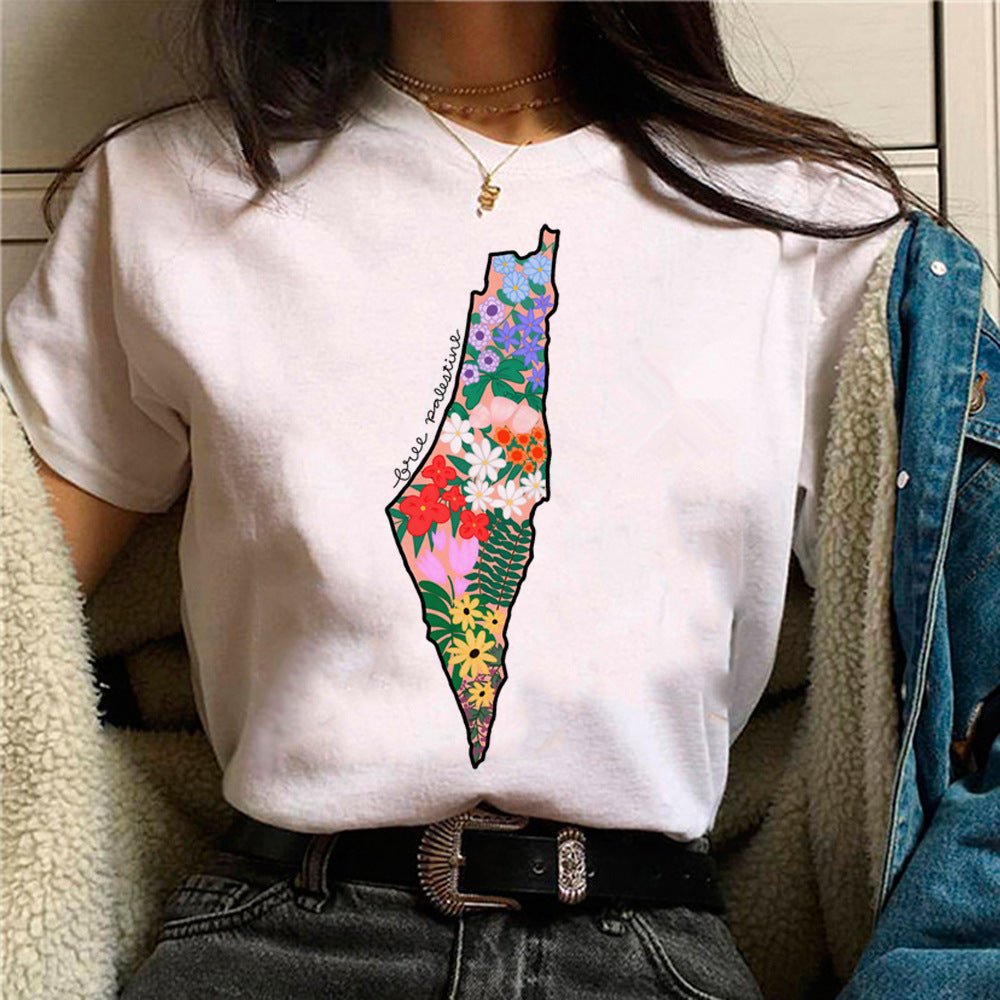 MS034 T-shirt décontracté imprimé Free Palestine