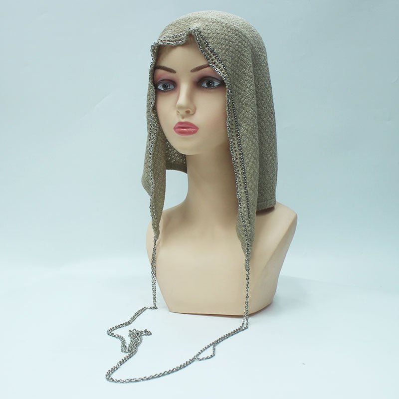 Bonnet Hijab à Chaîne | Cagoule Étincelante en Maille avec Chaînes (MAC375)