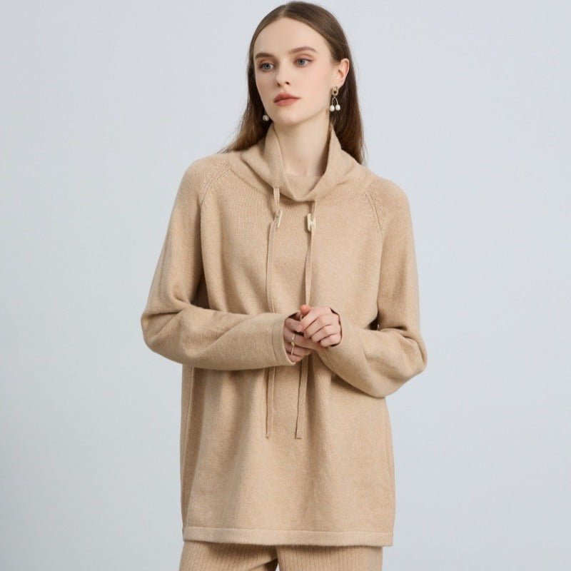 Pull en maille élégant demi-col roulé avec cordon de serrage | Haut style pull-over polyvalent (MS120)