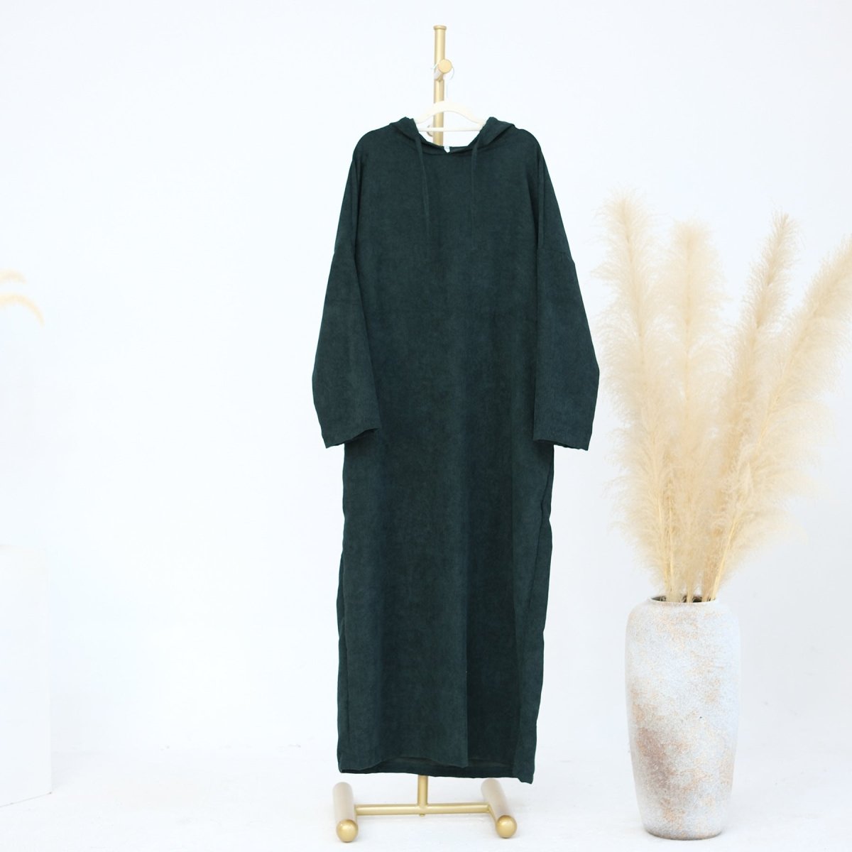 Abaya Sweat à Capuche en Velours Côtelé Décontractée (MA110)