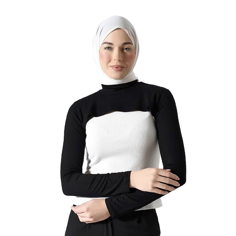 Haut de base sans manches à épaules couvertes avec manches amovibles intégrées, polyvalent | Taille unique (MAC409)
