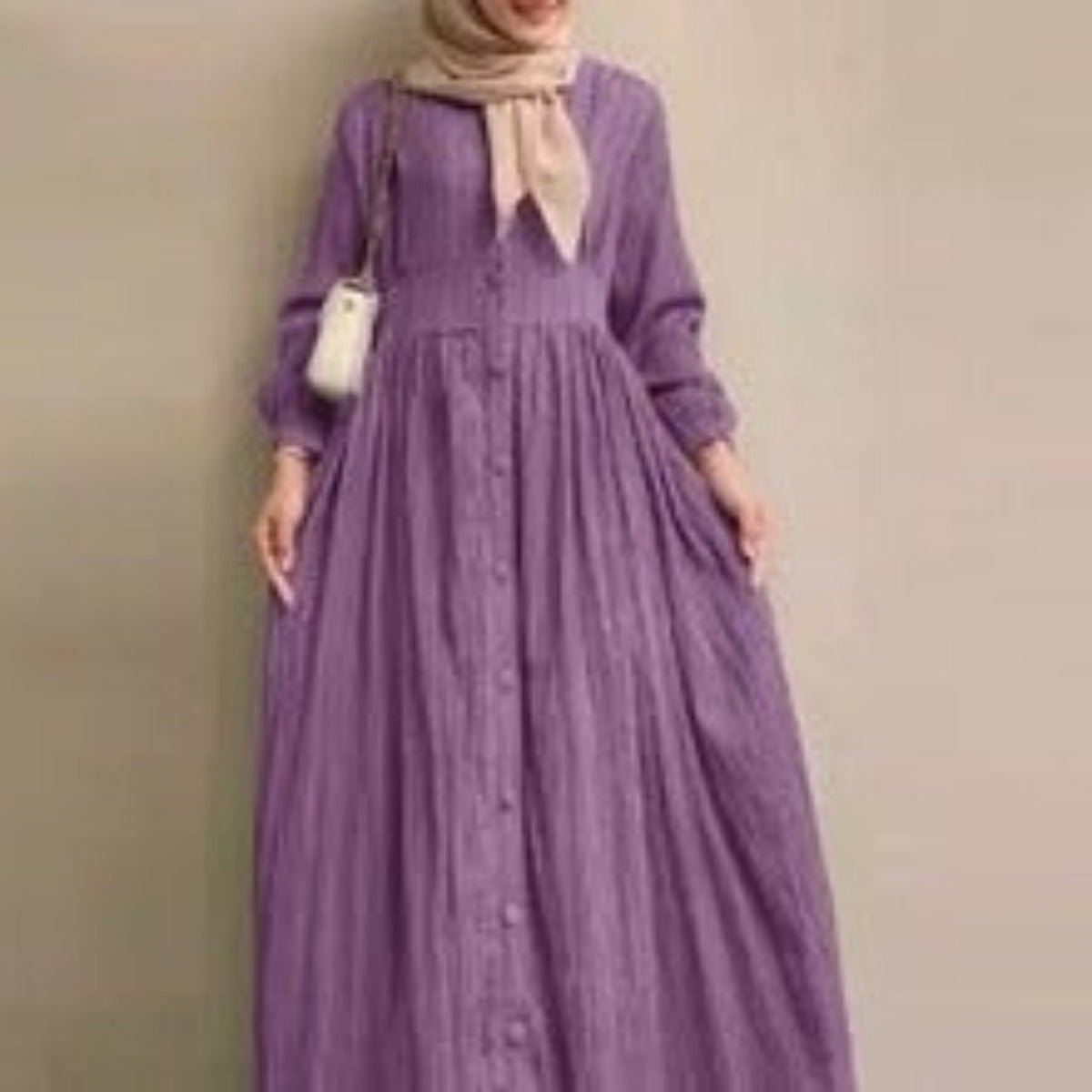 Cardigan long à col montant et fermeture éclair, avec poches | Abaya robe longue maxi modeste (MA155)