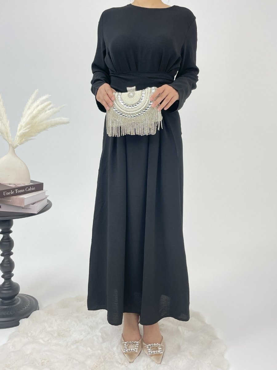 Robe du soir abaya élégante en crêpe glacé à lacets (MA160)