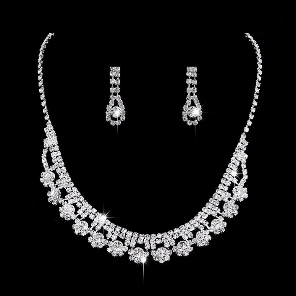 Collier et boucles d'oreilles pendantes MAC181 en zircons diamantés étincelants