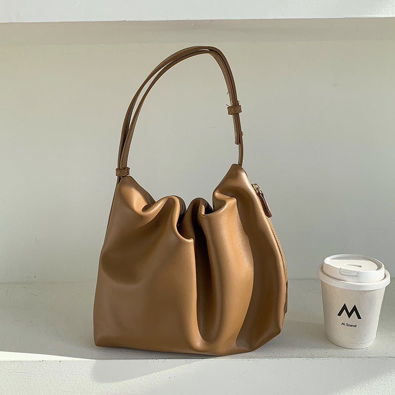 MAC180 Sac Cabas Plissé en Cuir PU Haut de Gamme Toutes Occasions