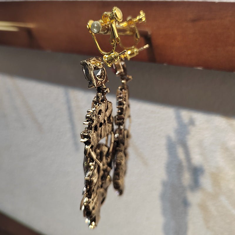 Boucles d'oreilles pendantes grand format à strass déclaration (MAC327)