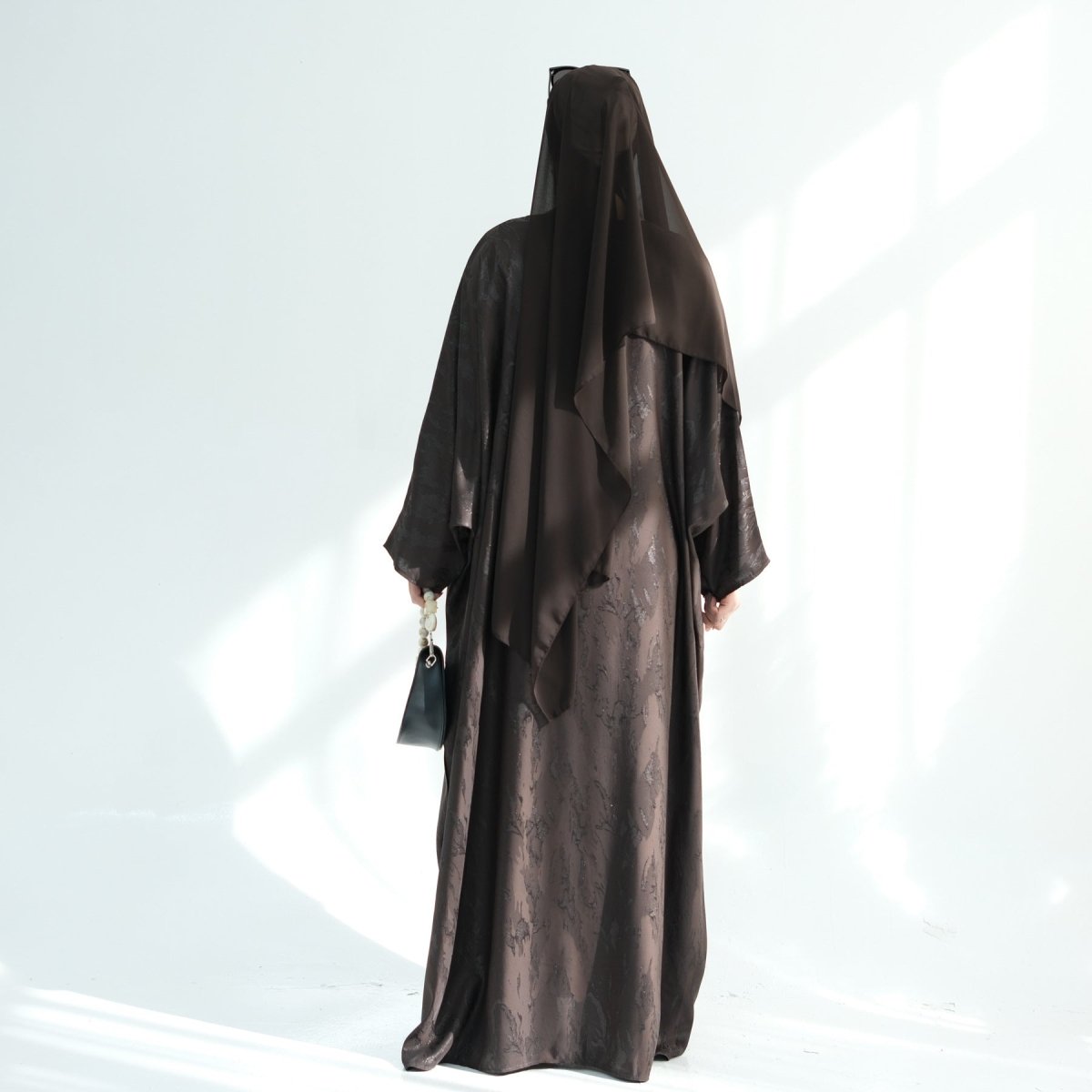 Abaya Maxi Manches Chauve-souris Jacquard (MA447)