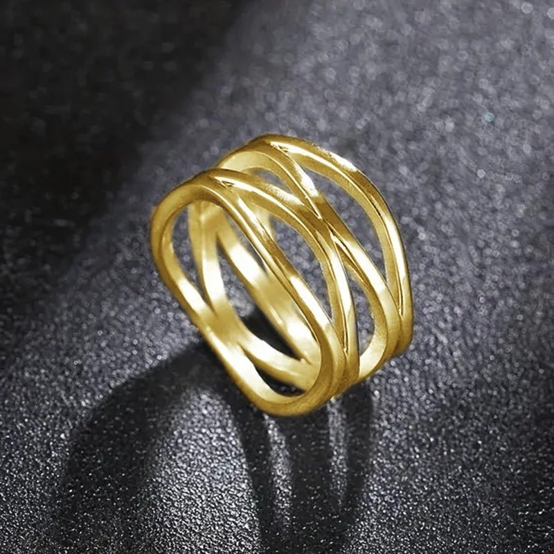Bague ajourée MAC166 à lignes géométriques simples