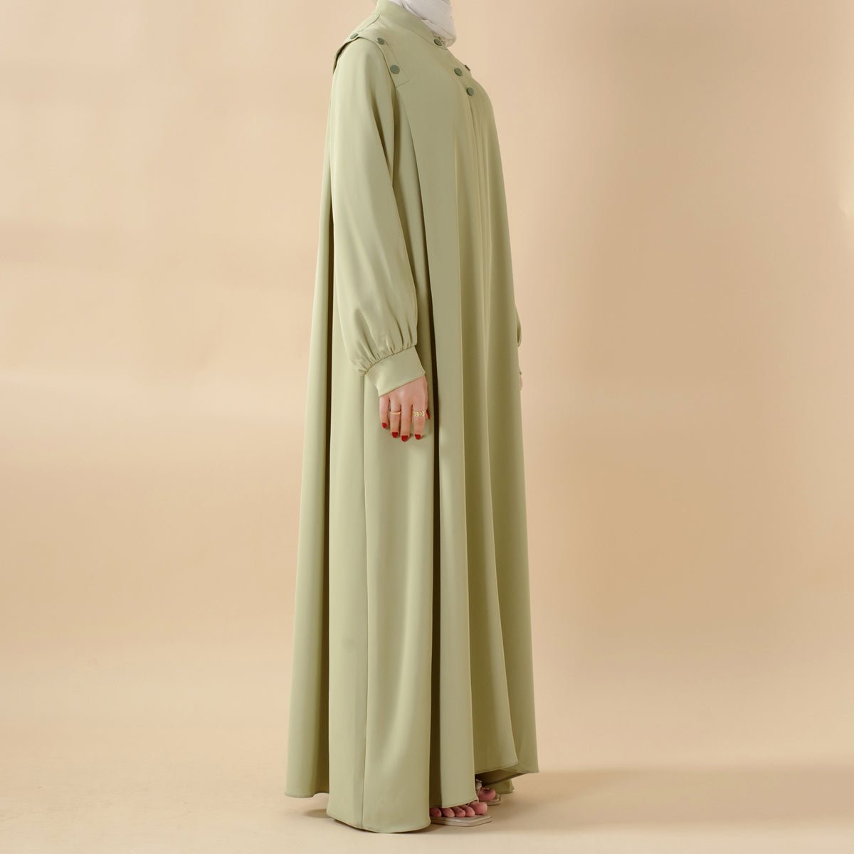 Abaya Pull Boutonnée à l'Épaule Coloris Macaron (UKMA083)