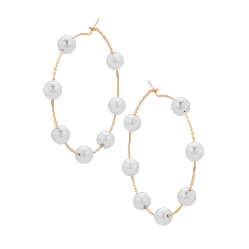 Boucles d'oreilles créoles surdimensionnées avec perles chics (MAC320)