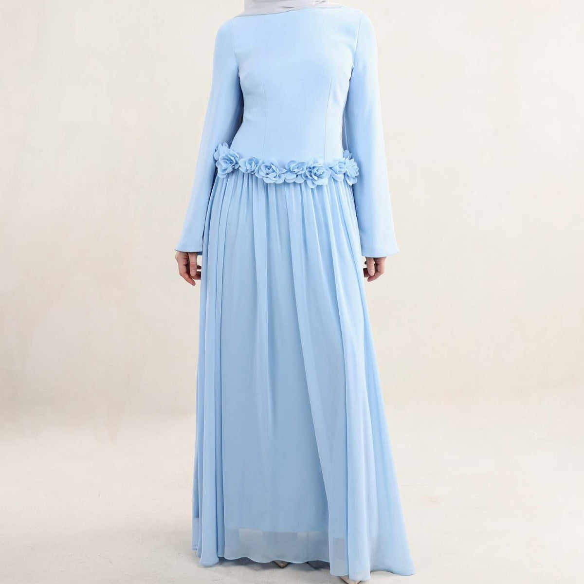 Robe Maxi Ajustée à la Taille 3D Rose(MS515)