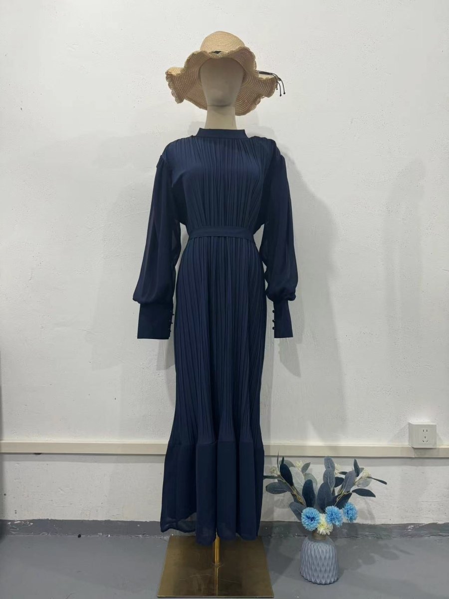Robe Abaya élégante et légère à jupe longue texturée et manches bouffantes (MA201)