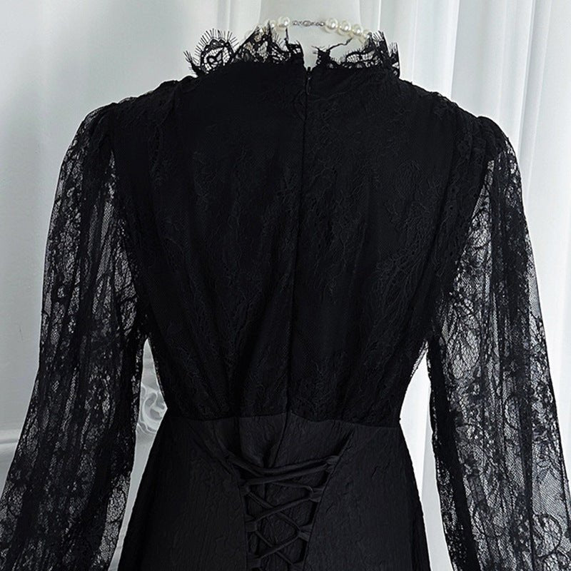 Robe Maxi Col en V en Dentelle Française (MS361)