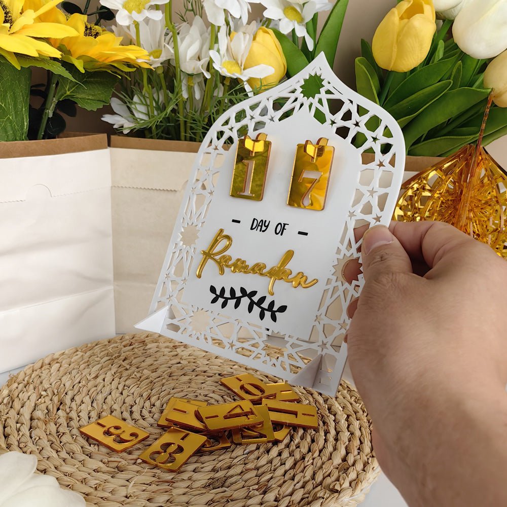Décoration de Table Acrylique Compte à Rebours du Ramadan - Ornement Artisanal Festif pour la Maison (MAC403)