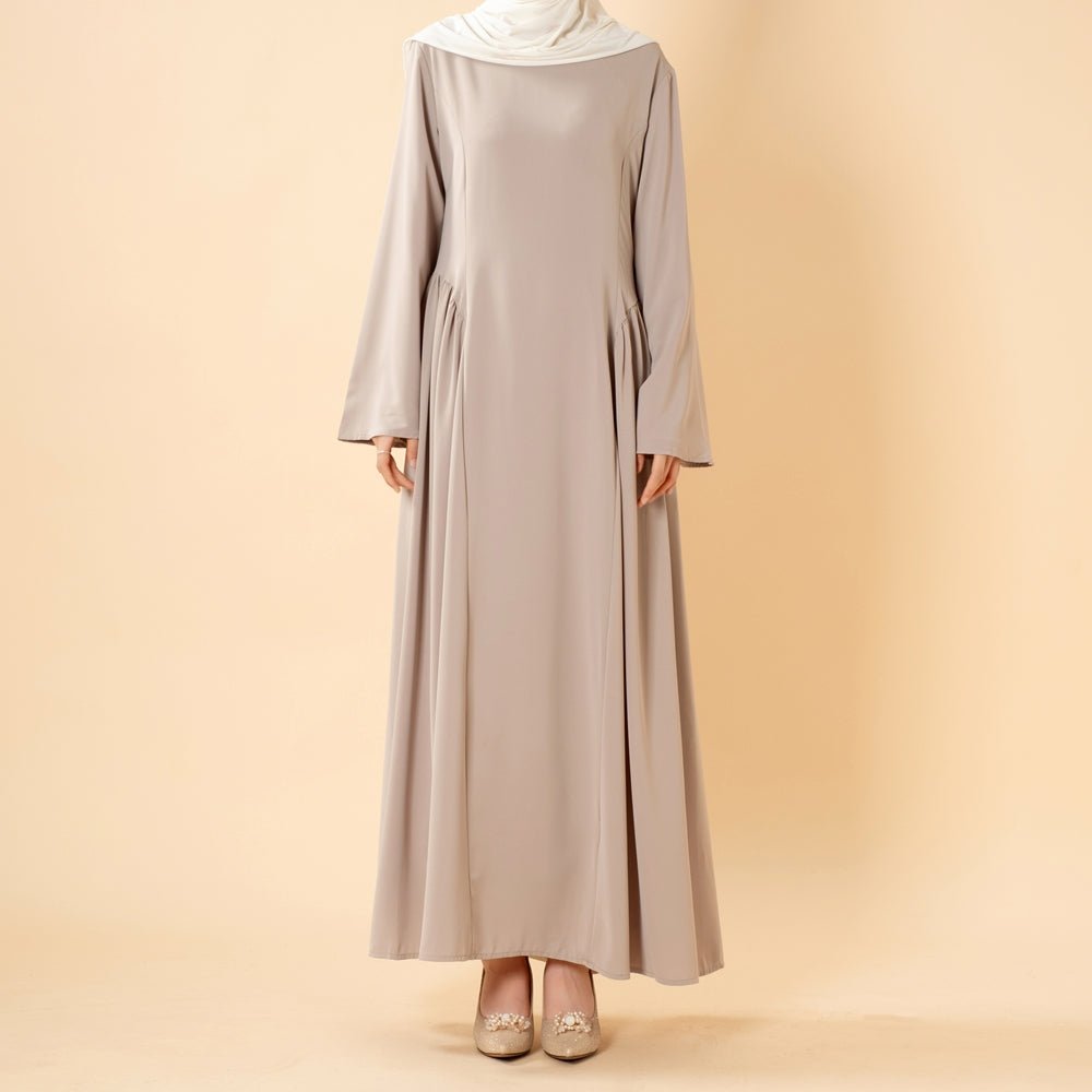 Robe Nida Évasée Maxi avec Jupe Patineuse Plissée & Manches Cloche Larges (MS435)