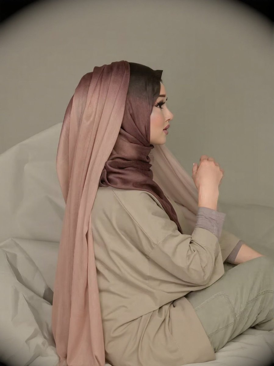 Hijab en coton artistique aquarelle avec motifs floraux peints (MH144)