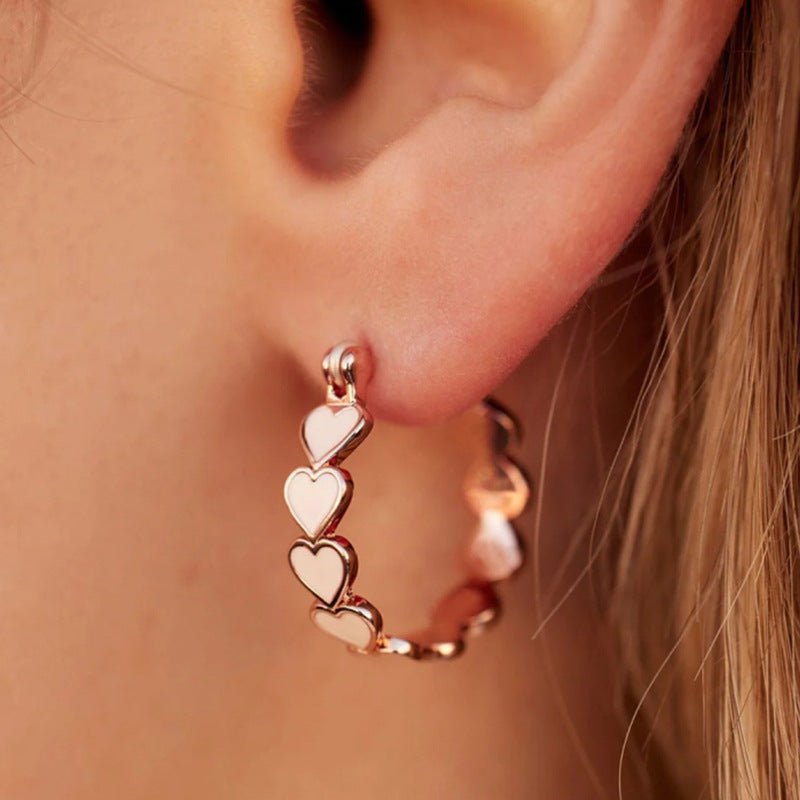 Bague et boucles d'oreilles Simple Pink Heart-To-Heart Glue (MAC198)