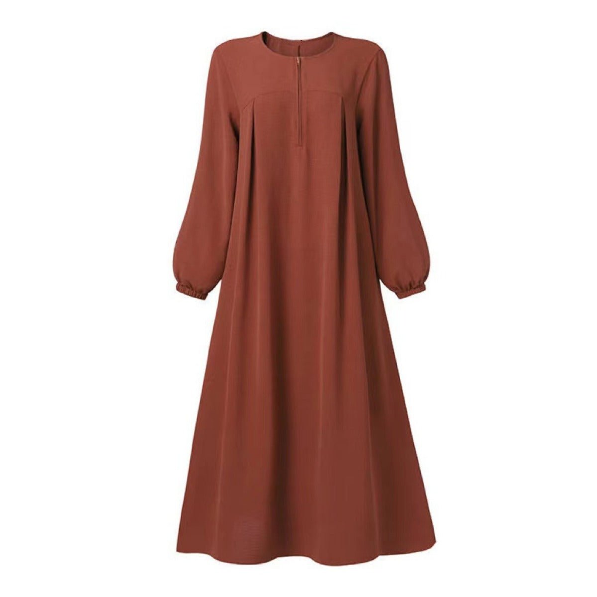 Robe Bubble Sleeve Automne Luxueuse Musulmane | Robe Modeste avec Fermeture Éclair (MA255)