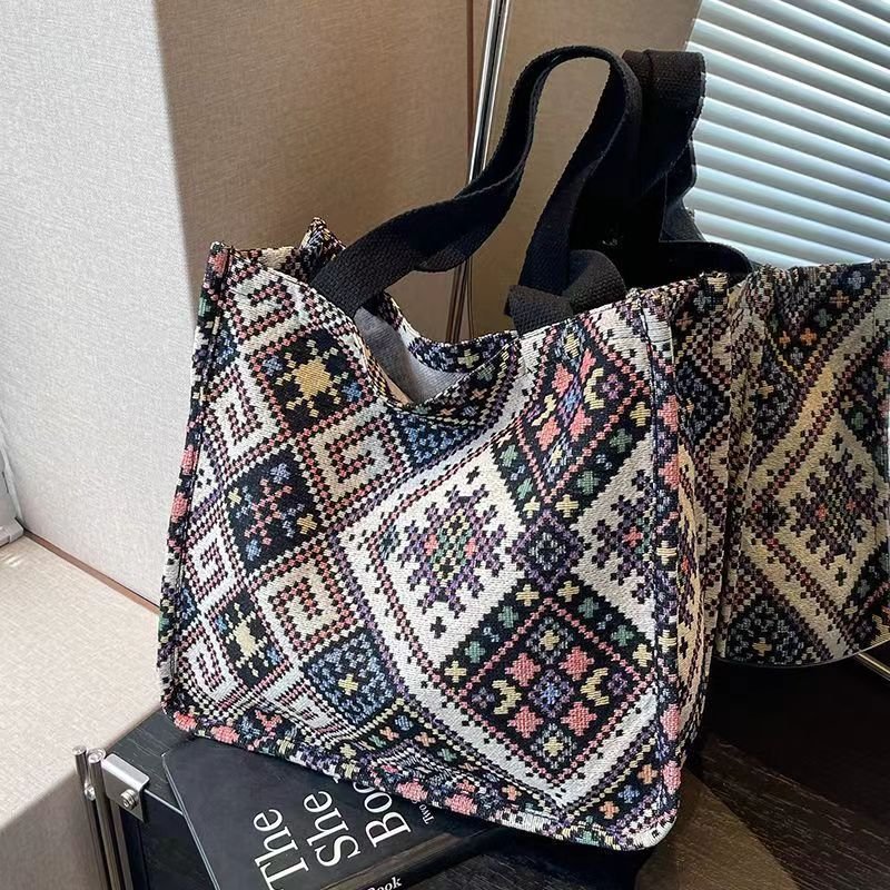 Sac Cabas en Toile Boho Chic - Sac Convertible Spacieux pour le Campus et les Trajets Quotidiens (MAC261)