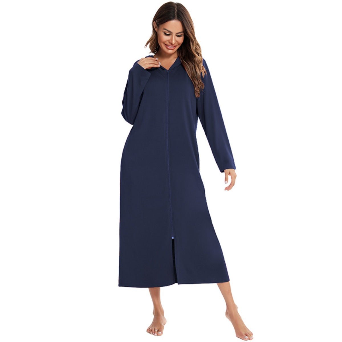 Cardigan long zippé et douillet avec poches | Confort Loungewear (MS110)