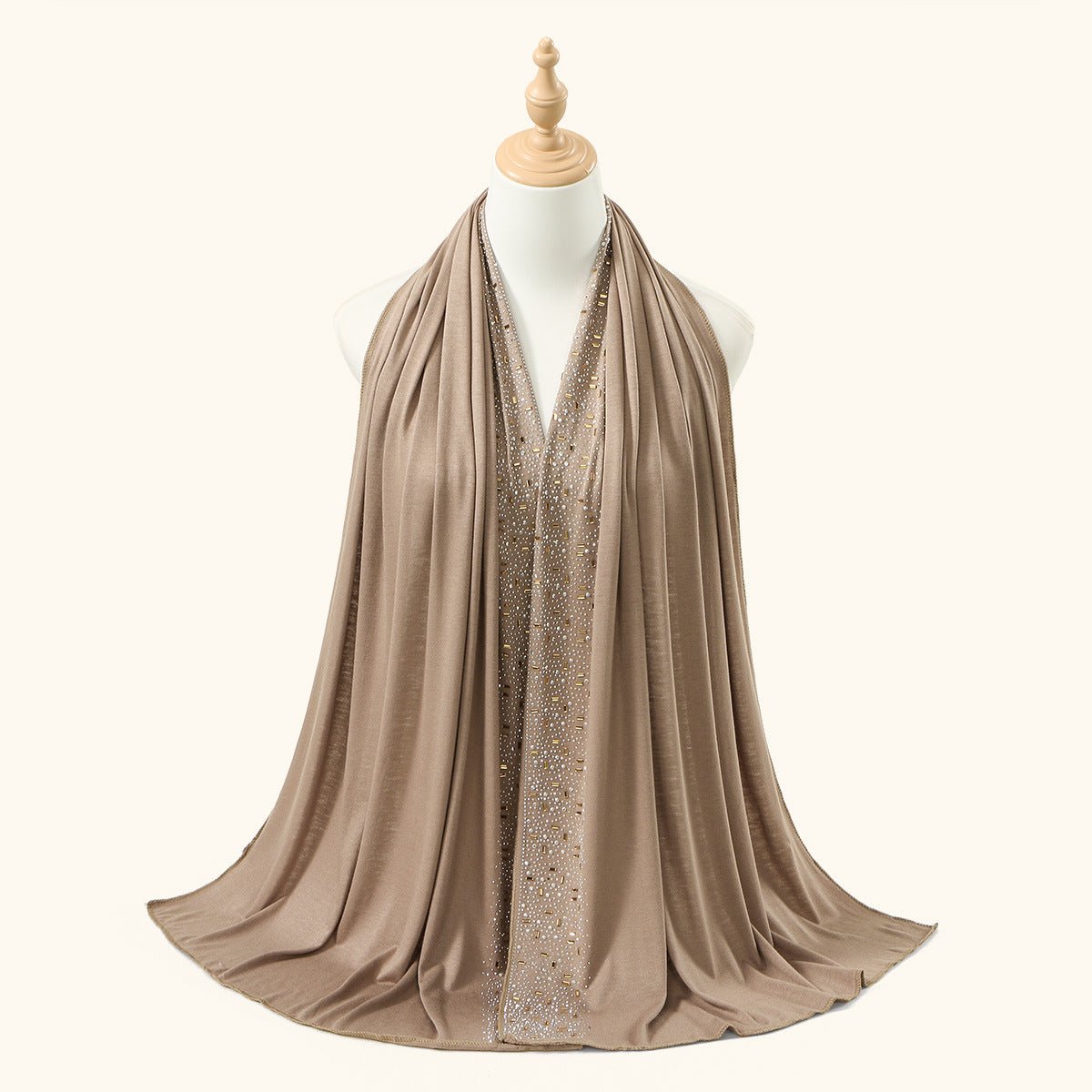Foulard Hijab Orné de Strass Baguette Cristal et Or (MH254)