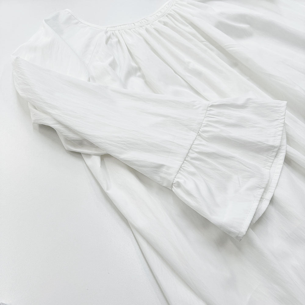 Robe Maxi Loungewear Française avec Manchettes à Volants (MA397)