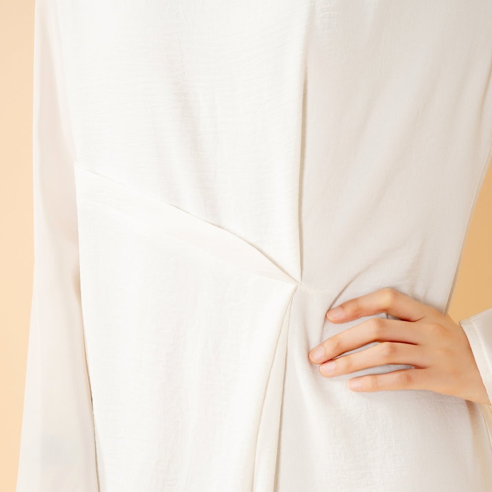 Robe Maxi sans Manches en Crêpe avec Plis à la Taille et Fermeture Éclair au Dos (MS436)