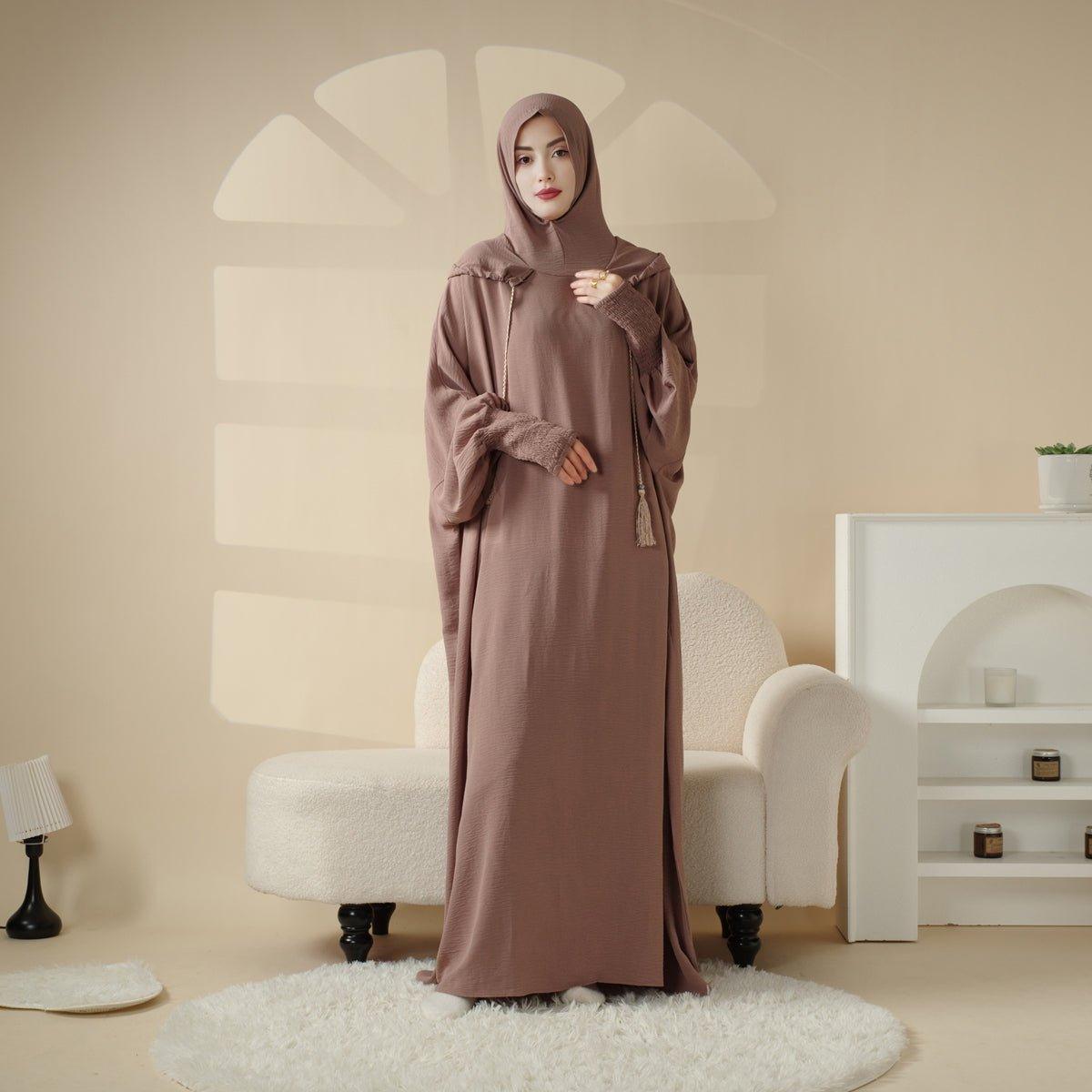 Jilbab Uni et Élégant à Capuche | Jilbab en Crêpe avec Capuche Intégrée (MJ015)