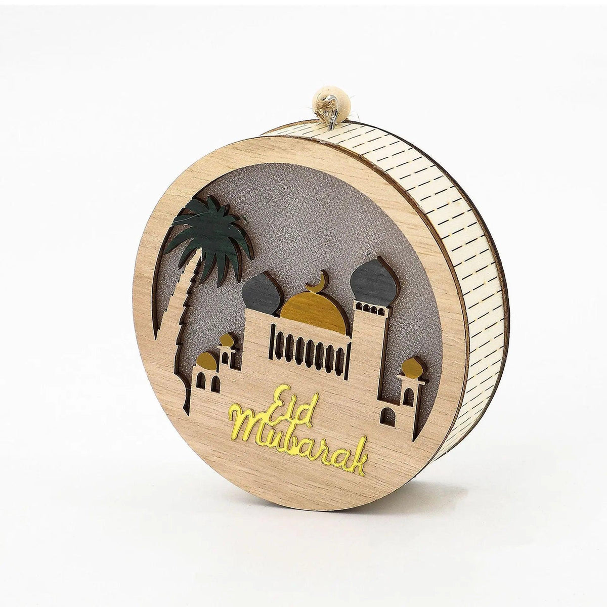 MR036 Pendentif Lumineux LED en Bois "Eid Mubarak
