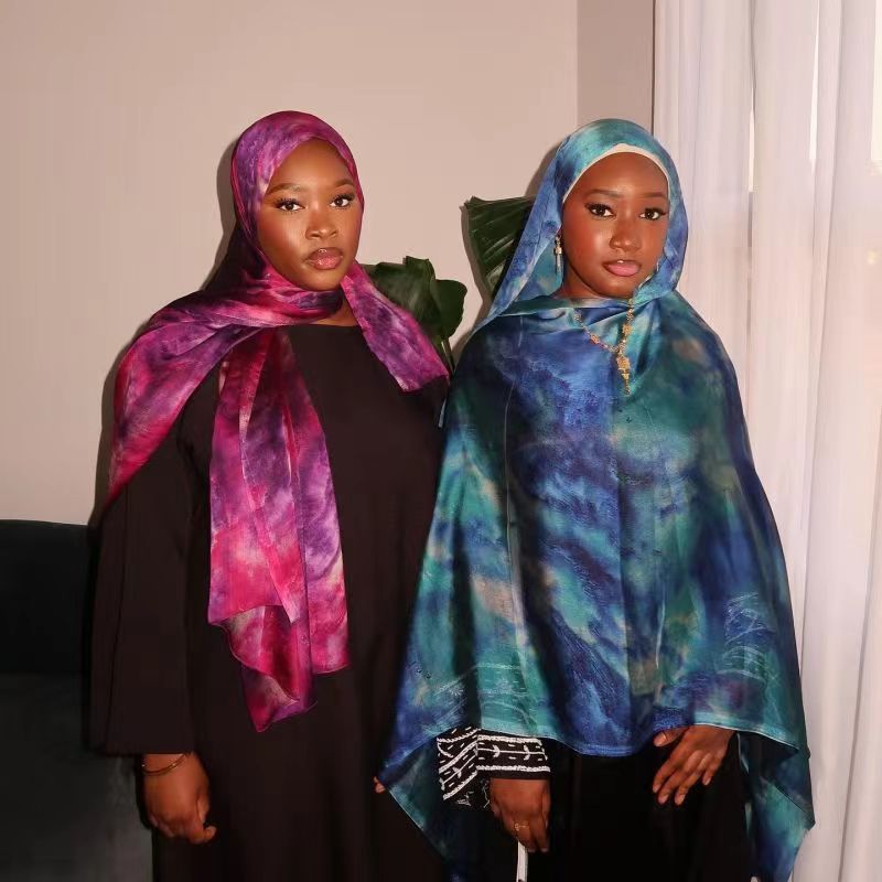 Hijab en Satin Élégance à Imprimé Marbré (MH172)