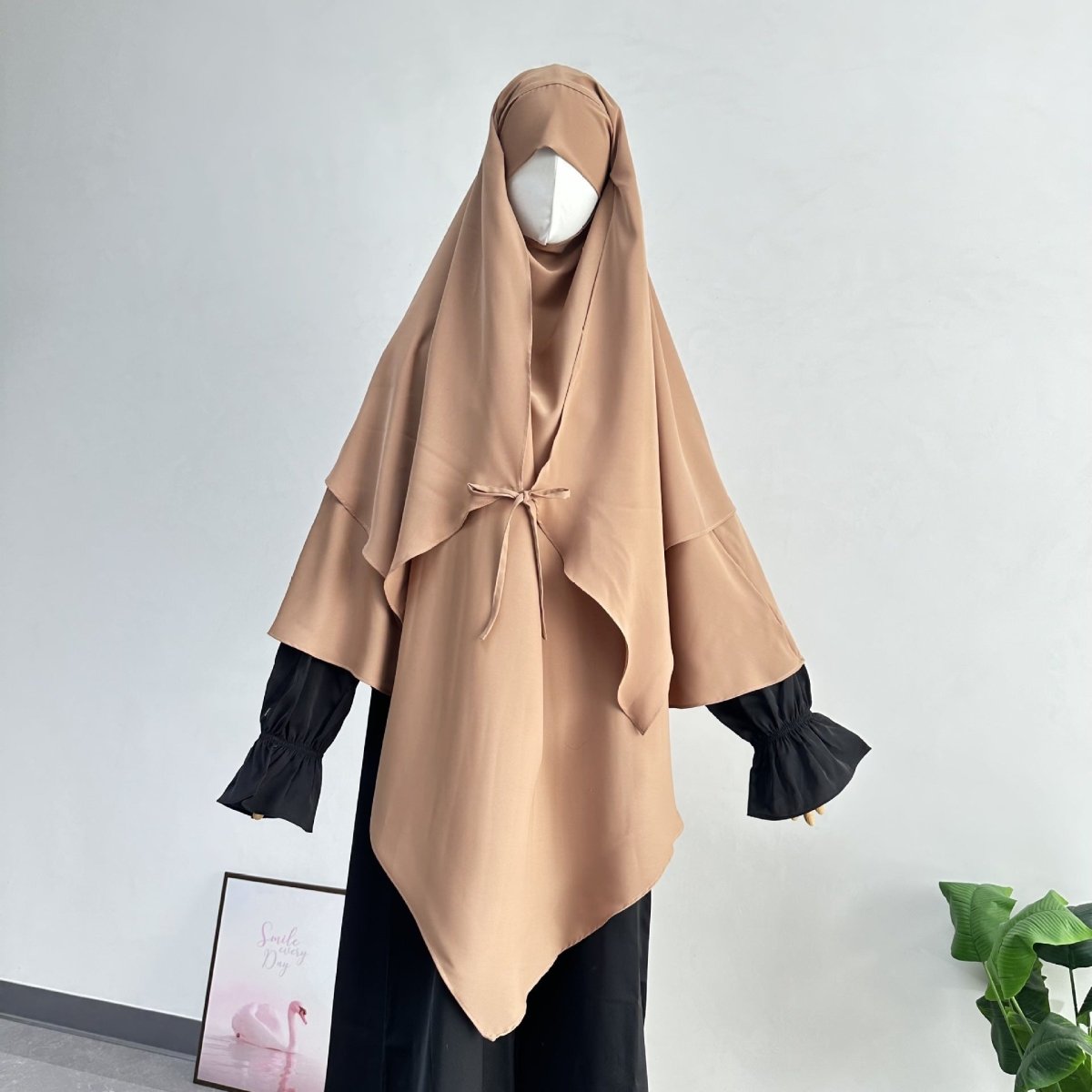 Khimar à double couche avec nœud devant (MK033)