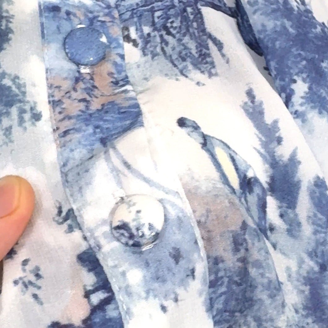Robe Maxi à Volants Imprimé Toile de Jouy (MS422)