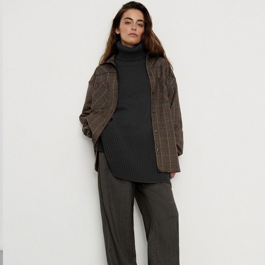 Pull à col roulé oversize avec fentes latérales (MS251)