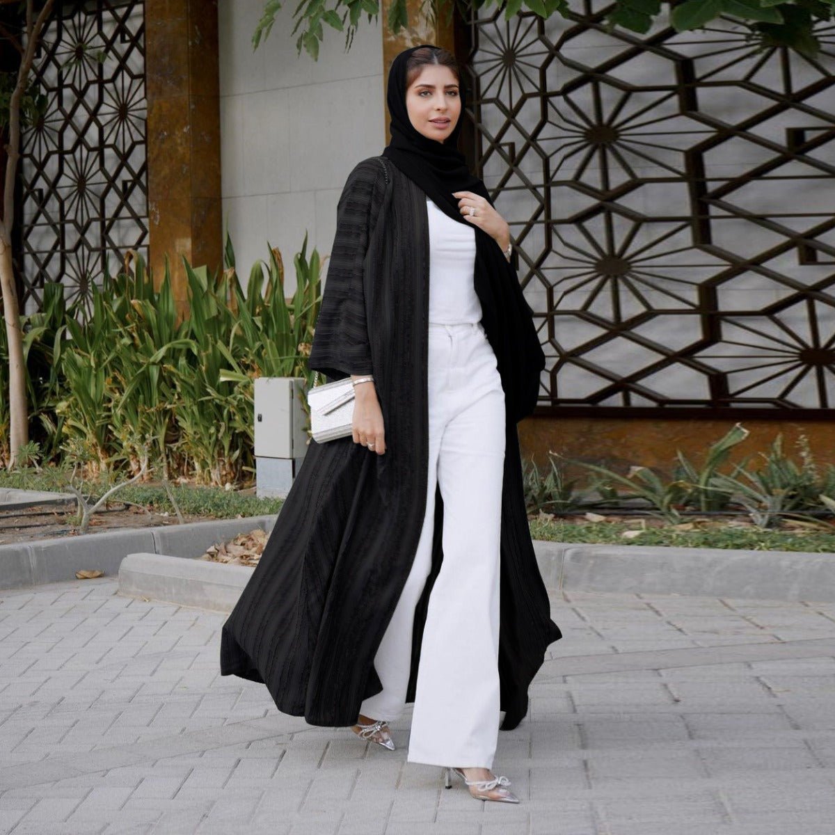 Cardigan Abaya Tricoté Vintage | Veste Longue Ouverte Modeste pour Femme (MOA217)