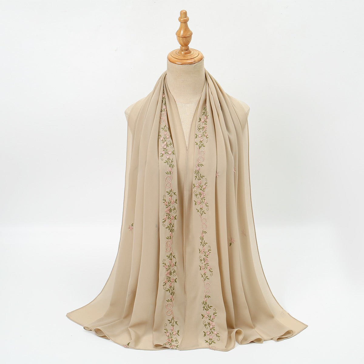 Foulard Hijab en Mousseline Brodée | Hijab en Mousseline avec Broderie (MH220)