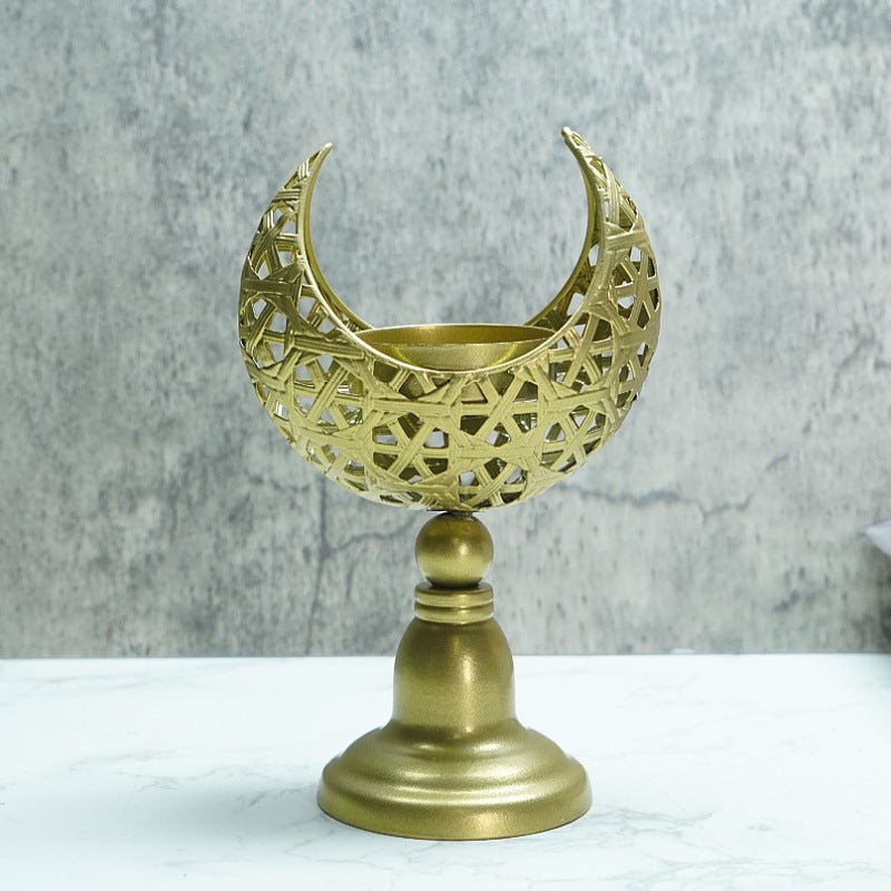 Bougeoir Lune Creuse – Accessoire Décoratif en Fer pour Ramadan (MAC379)