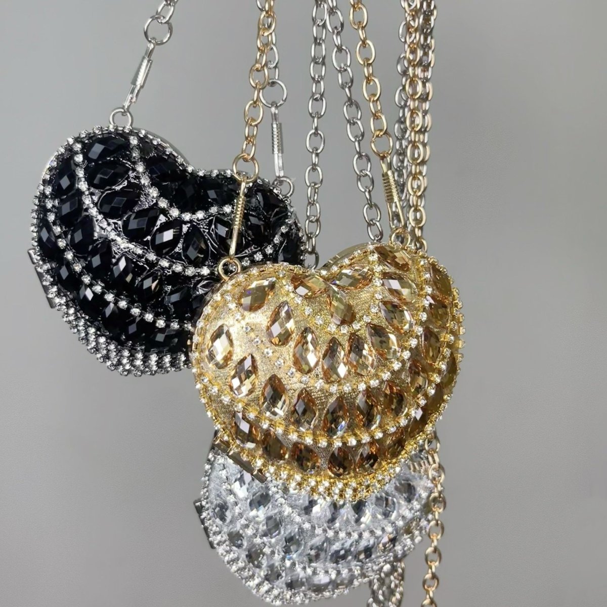 Sac bandoulière étincelant en forme de cœur – Mini sac à main orné de strass pour un glam au quotidien (MAC279)
