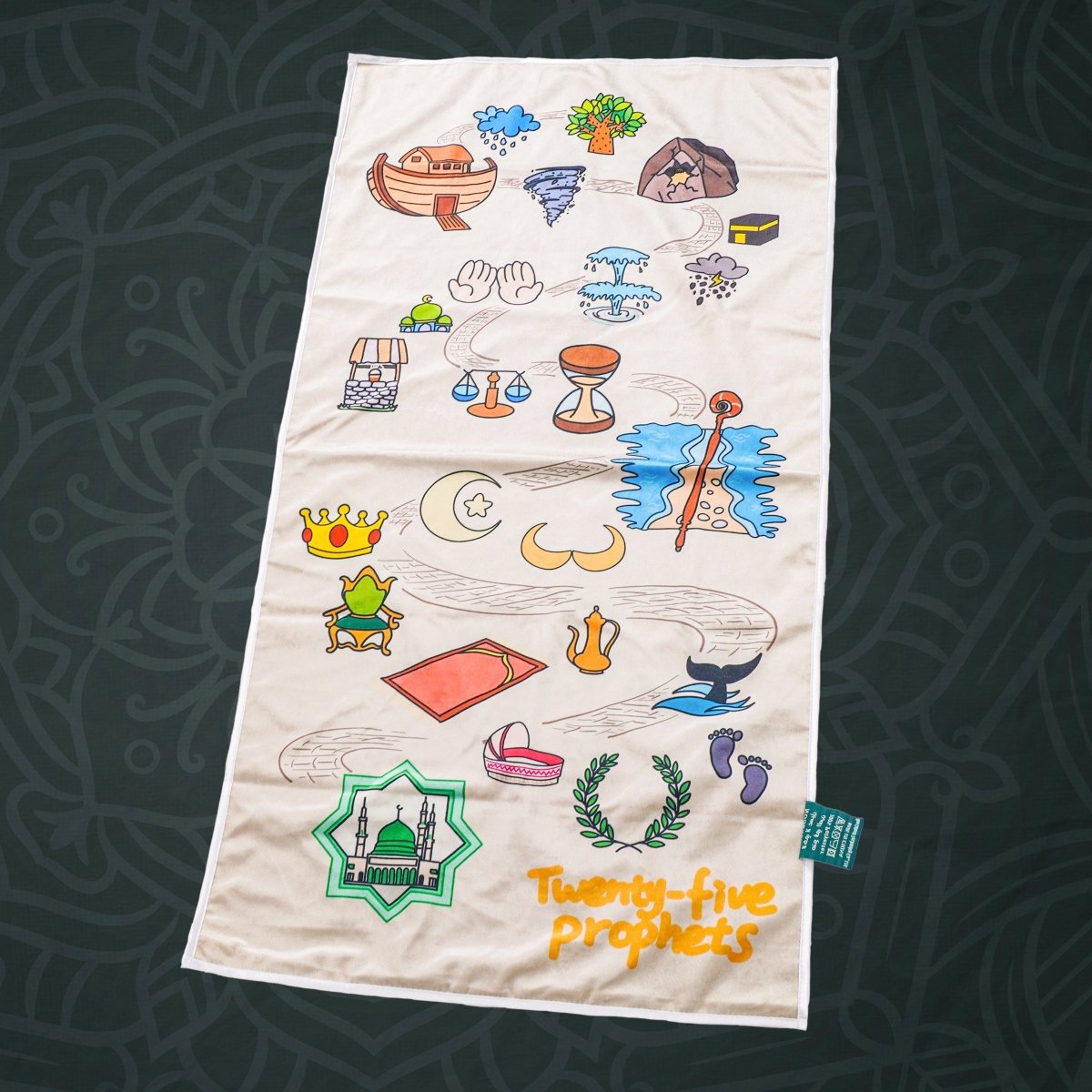 Tapis de Prière Interactif pour Enfants | Tapis de Prière Islamique Illustré pour Enfants Musulmans (MR084)