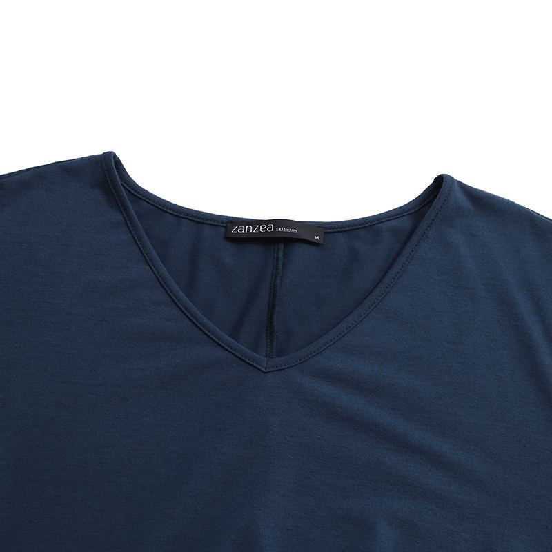 Robe Maxi Élégante à Col en V et Manches Longues | Robe Ample avec Poches Cachées(MA314)