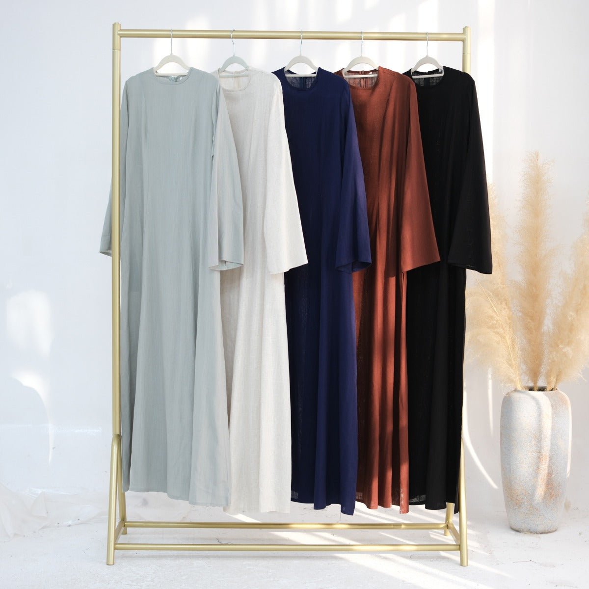 Abaya Robe de Chambre Unie avec Nœud Dos | Abaya Style Peignoir à Manches Évasées (MA215)
