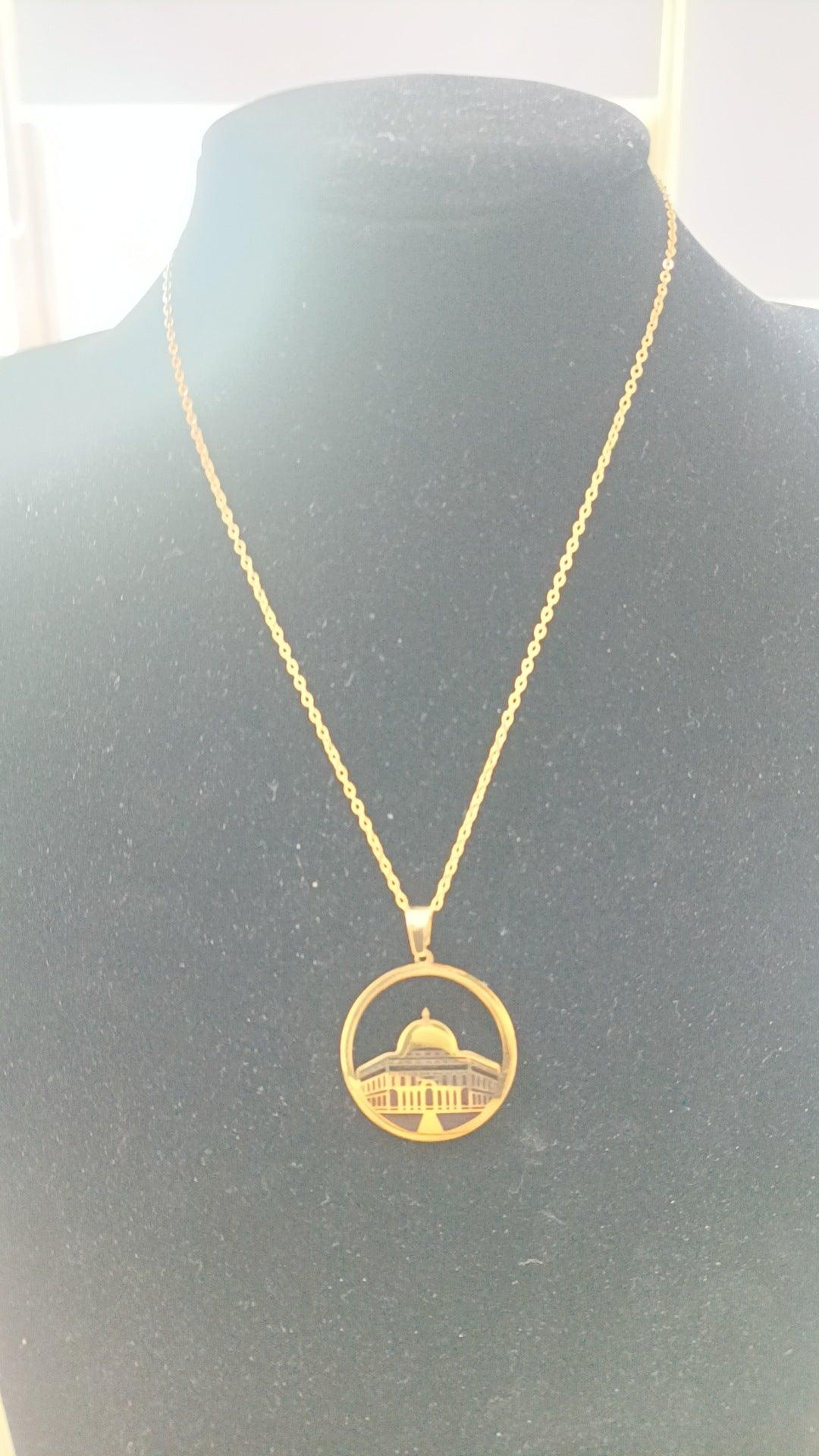 Collier MAC111 en acier inoxydable à motif de mosquée