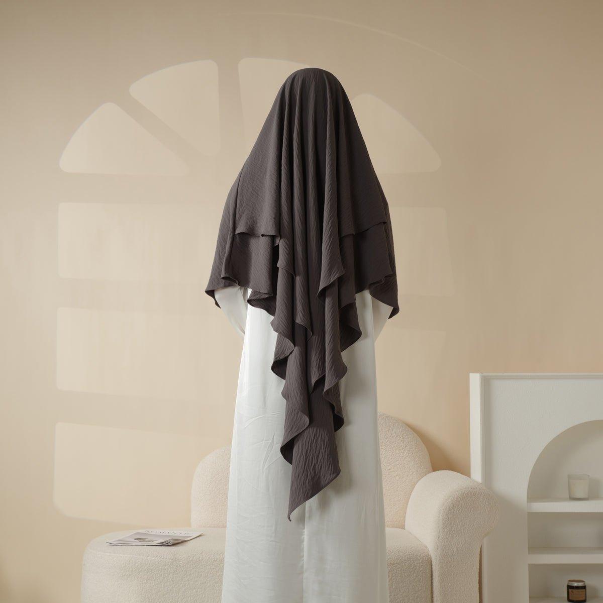 Nouveau Khimar Deux Couches en Crêpe (MK010)