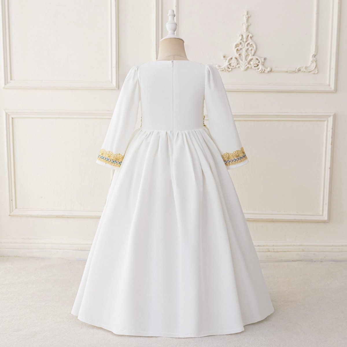 Robe Kaftan Brodée pour Filles avec Ceinture Ornée de Bijoux (MKG021)
