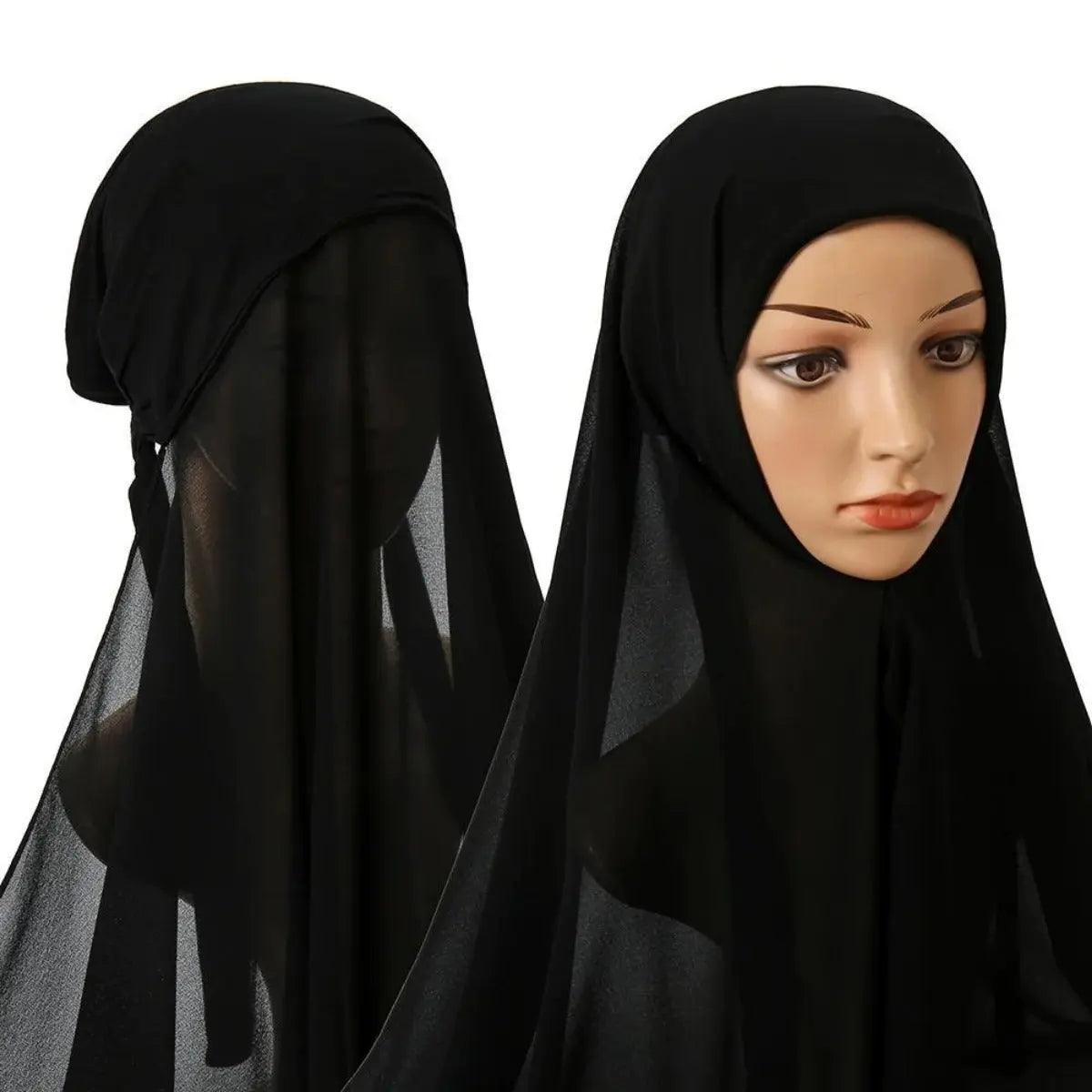 Hijab Instant en Mousseline avec Bonnet Intégré (MH004)