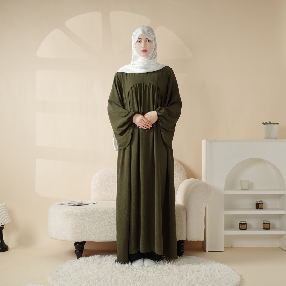 Abaya Réversible en Tissu Crêpe (MA035)