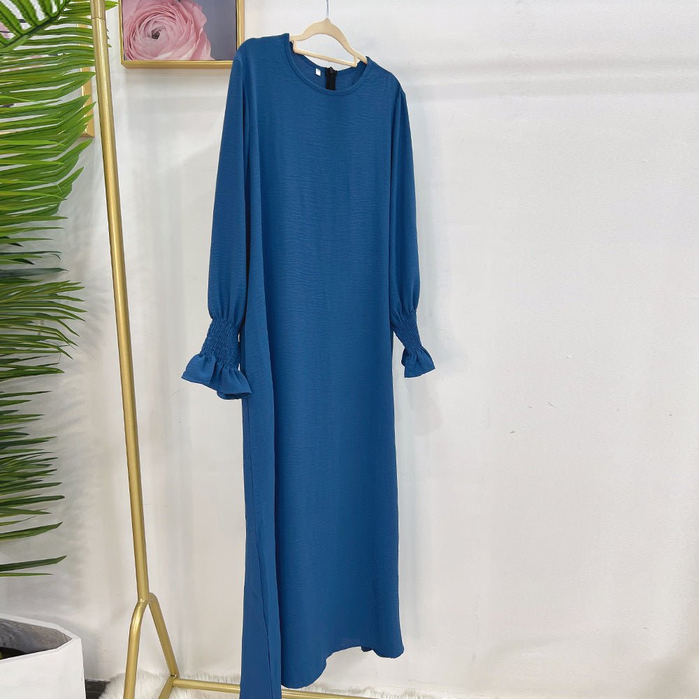 Abaya à Manches Élastiquées | Abaya Unie en Crêpe avec Manche Élastiquée (MA107)