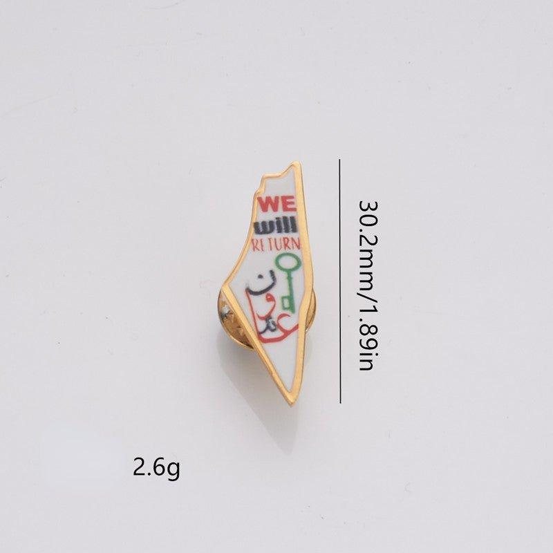 Broche MAC103 en Acier Inoxydable Carte de la Palestine Keffieh
