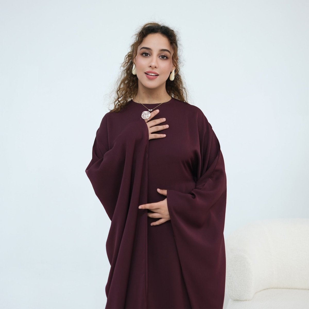 Robe Maxi Nida Crinkle Batwing Sleeve(MA458)